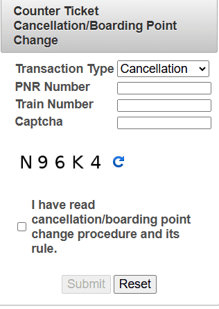 Cancel Counter Train Ticket Online Cancel Counter Train Ticket Online