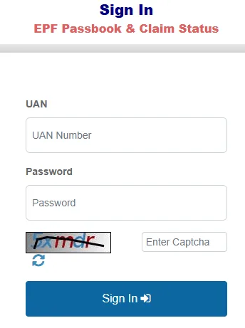 Sign In EPF Passbook