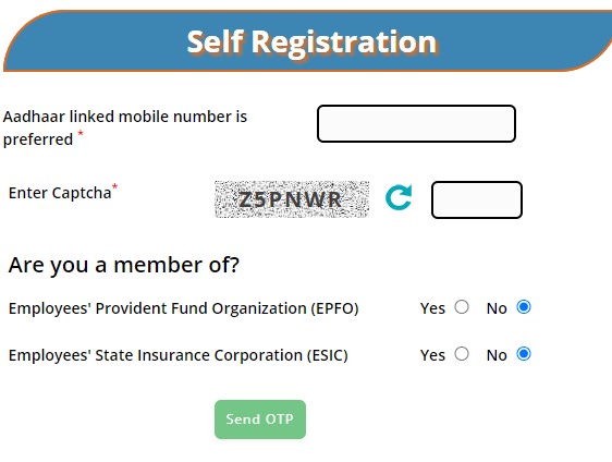 eShram Self Registration