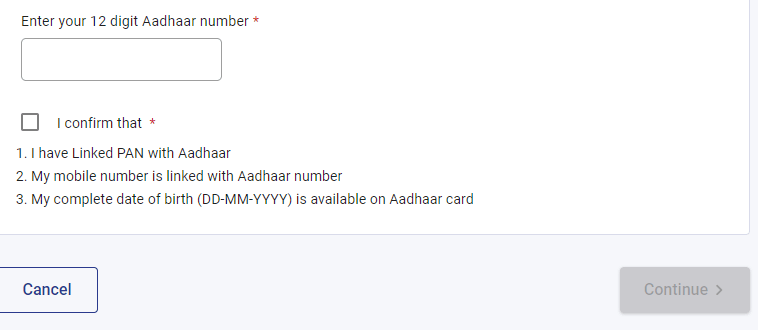 Enter your 12 digit Aadhaar number