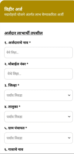 अर्जदार लाभार्थी तपशील (Sinchan Vihir yojana)