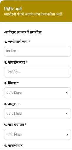 अर्जदार लाभार्थी तपशील (Sinchan Vihir yojana)