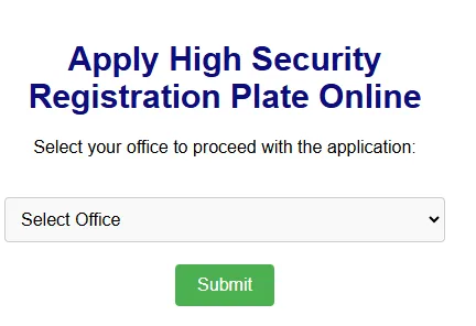 Apply High Security Registration Plate Online