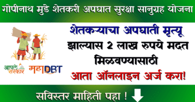 गोपीनाथ मुंडे शेतकरी अपघात सुरक्षा सानुग्रह योजना ऑनलाइन - Gopinath Munde Shetkari Apghat Sanugrah Yojana Online