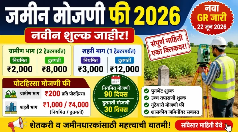 जमीन मोजणी फी - Jamin Mojani Fee 2026जमीन मोजणी फी - Jamin Mojani Fee 2026