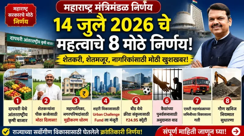 मंत्रिमंडळ निर्णय - Cabinet Decisions 14 July 2026
