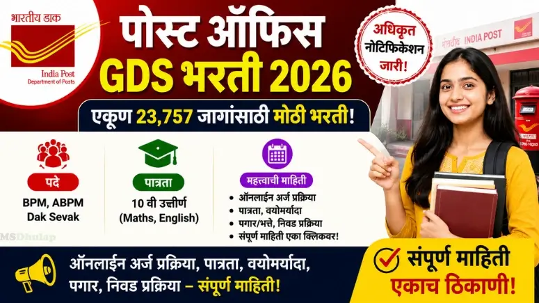 पोस्ट ऑफिस GDS भरती २०२६ – Post Office GDS Recruitment 2026:
